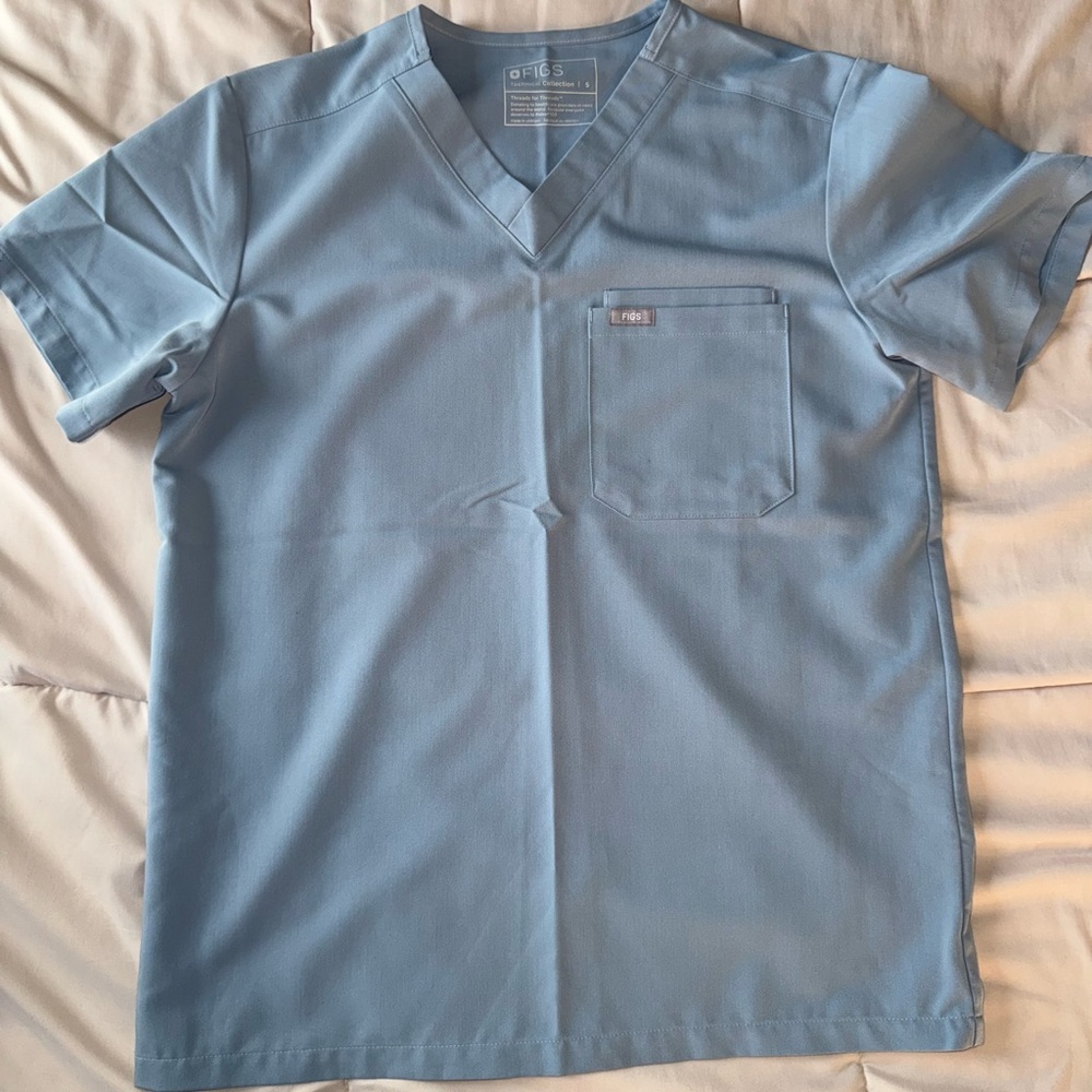 FIGS - Mens Dusty Blue Leon Scrub Top